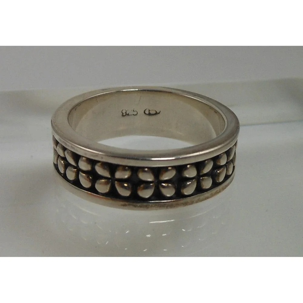 Vintage 1990's‎ Sterling Silver Band Ring Size 7.25 Black Oxidized 6mm Thailand